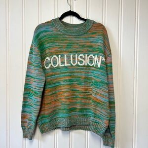Collusion Multicolor Crew Neck Sweater for Women or men Size xl